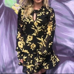 Beautiful black and yellow floral dress